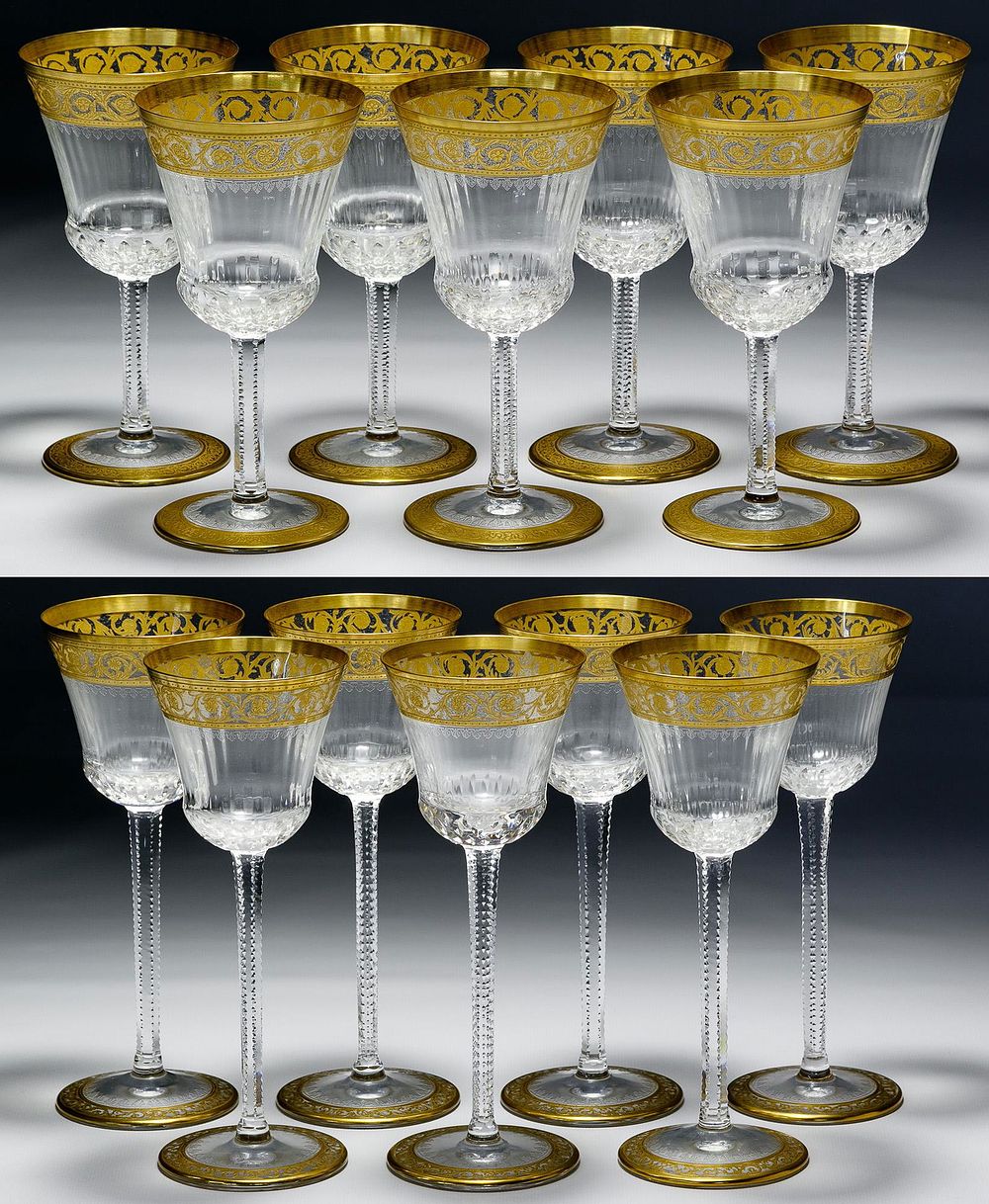 Lot 434: St. Louis Crystal "Thistle" Goblets and Continental Gla