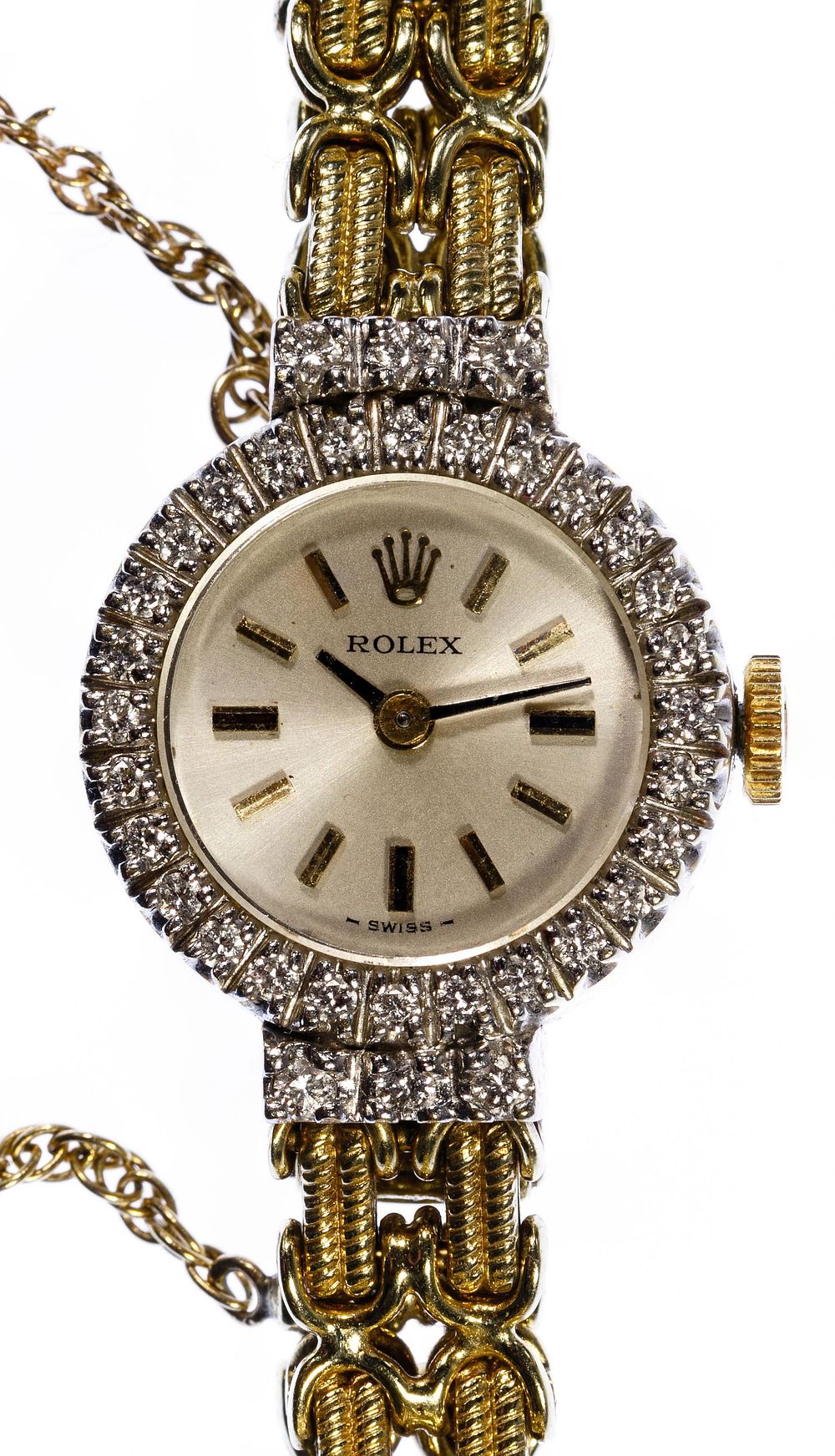 Lot 583: Rolex 14k Gold and Diamond Case and Band Wrist Watch