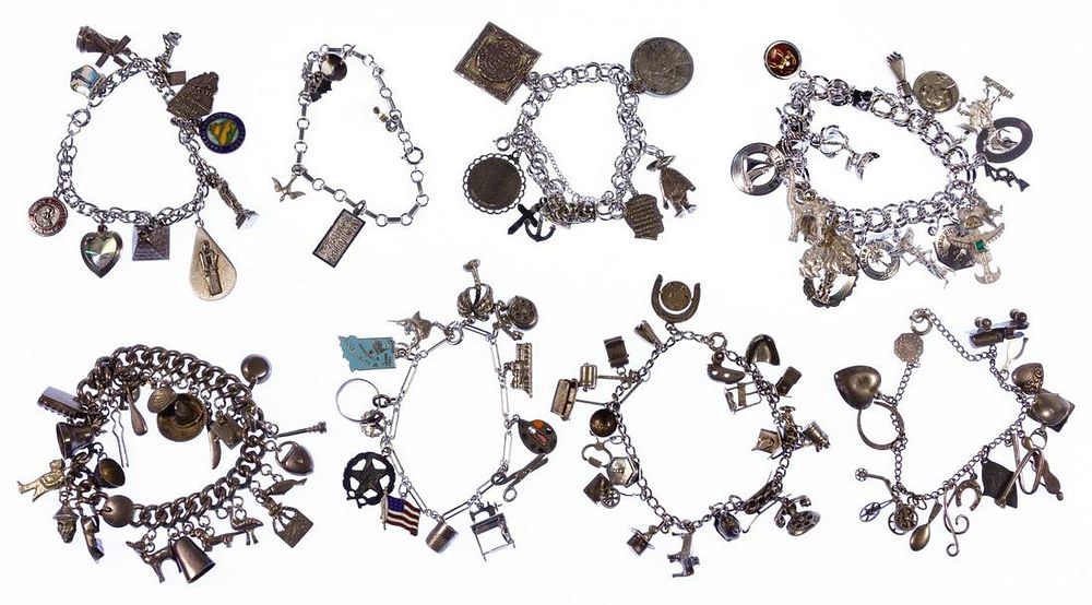 Lot 596: Silver Charm Bracelet Assortment