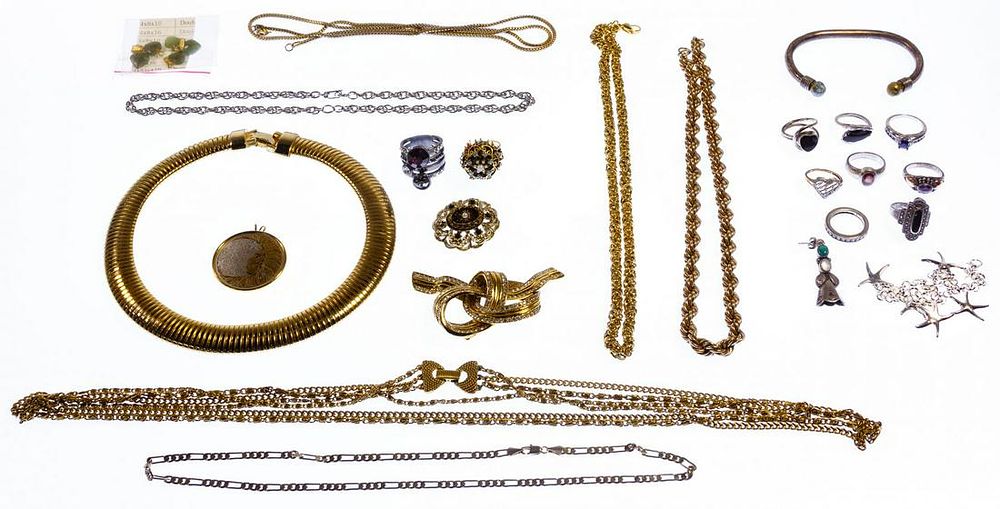 Lot 597: Sterling Silver and Costume Jewelry Assortment