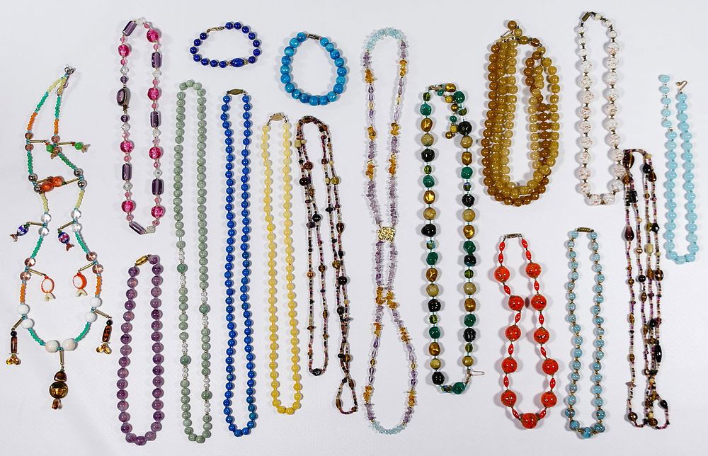 Lot 599: Sterling Silver and Semi-Precious Necklace Assortment