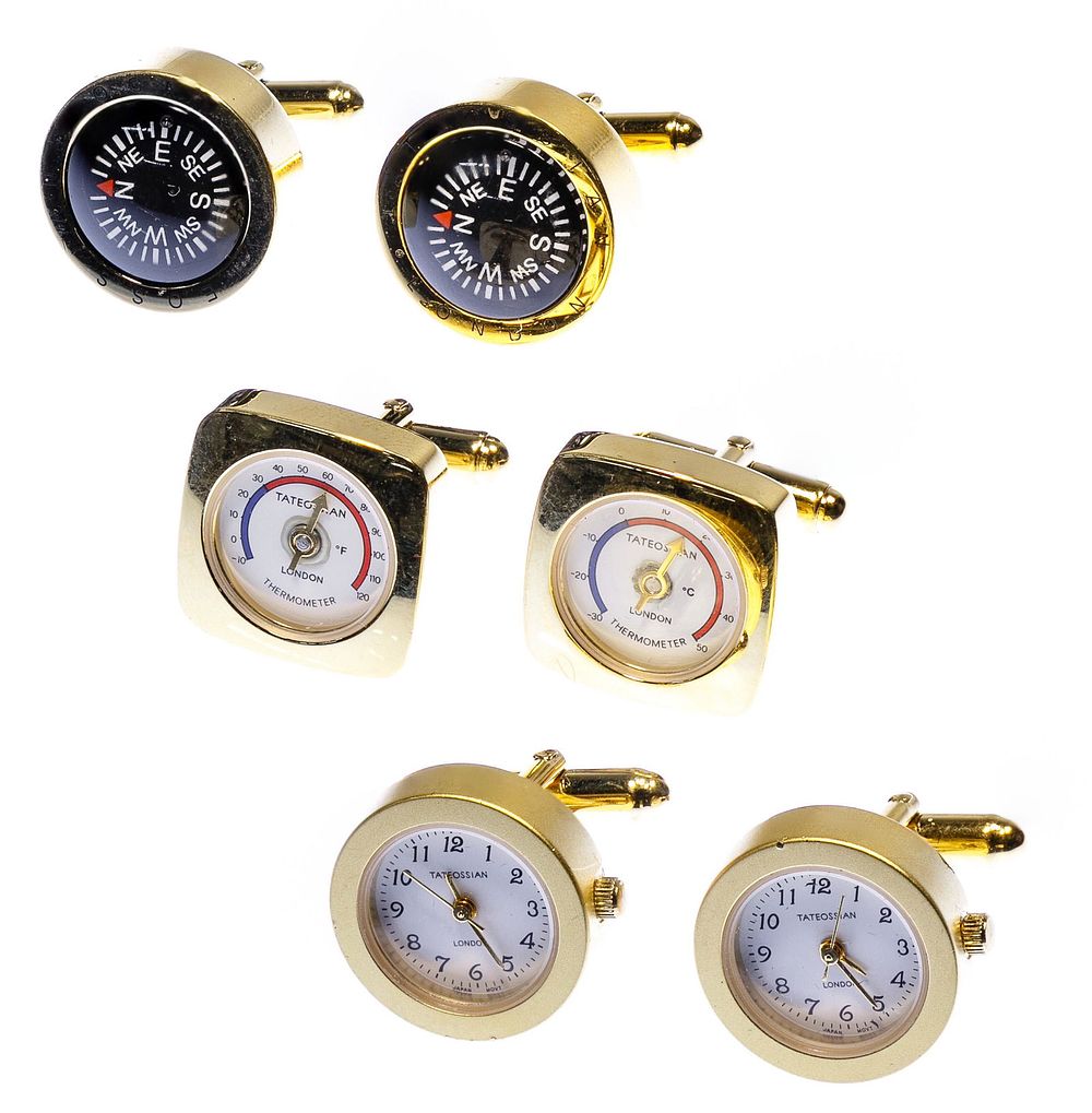 Lot 620: Tateossian of London Compass, Watch and Thermometer