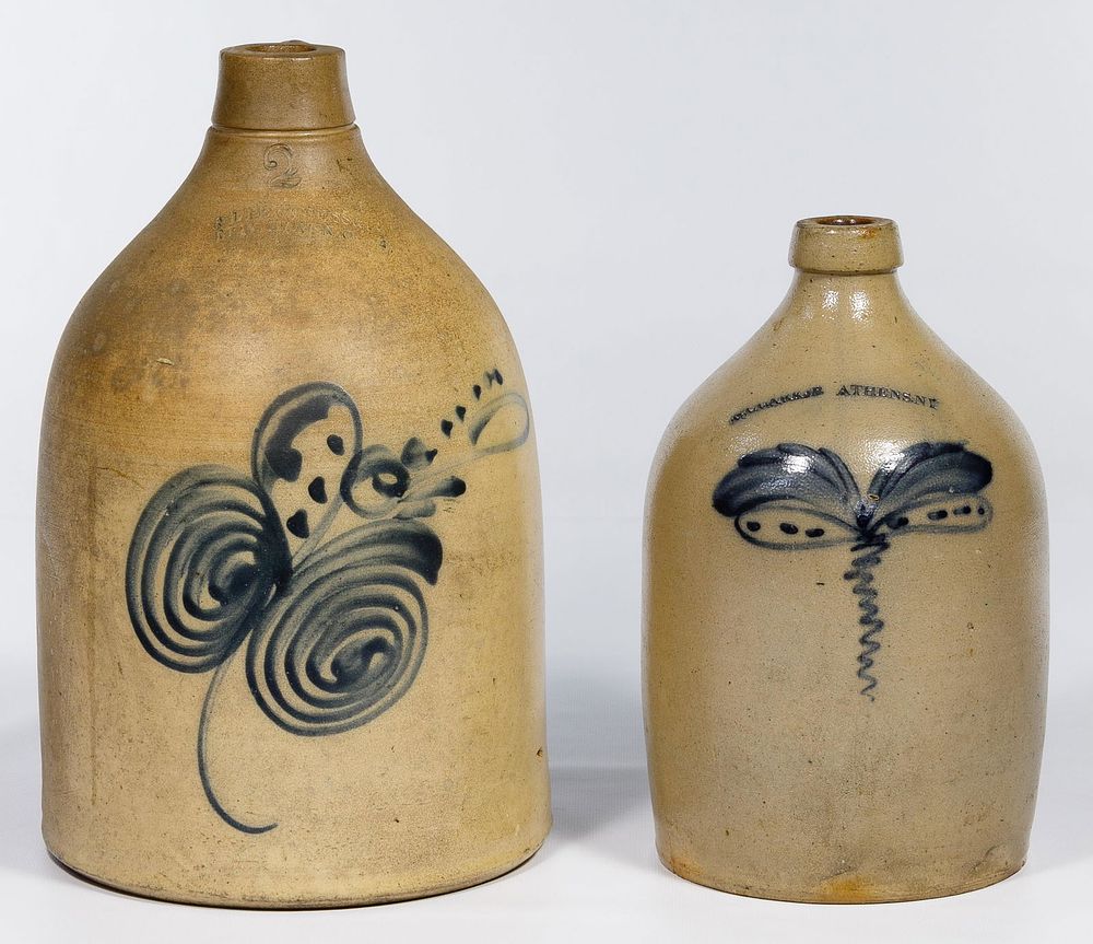 Lot 666: S. L. Pewtress & Co. and N. Clark Jr Stoneware Jugs