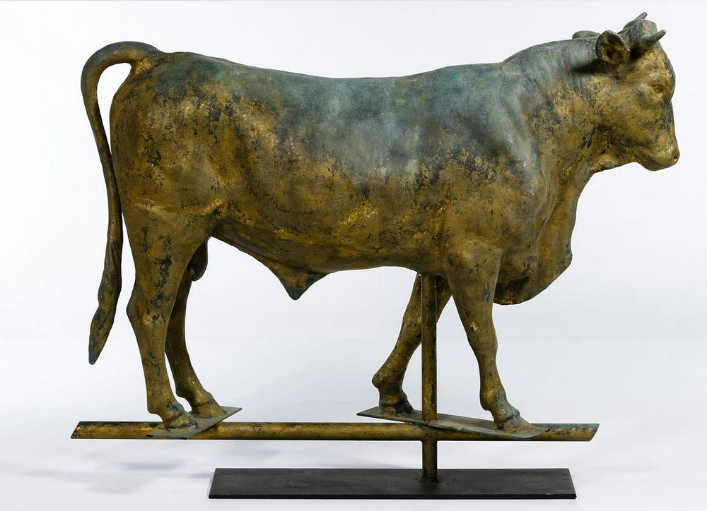 Lot 685: Folk Art Bull Form Weathervane Topper