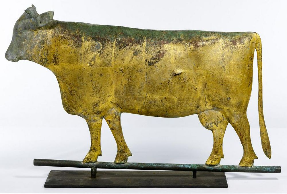 Lot 687: Folk Art Cow Form Weathervane Topper
