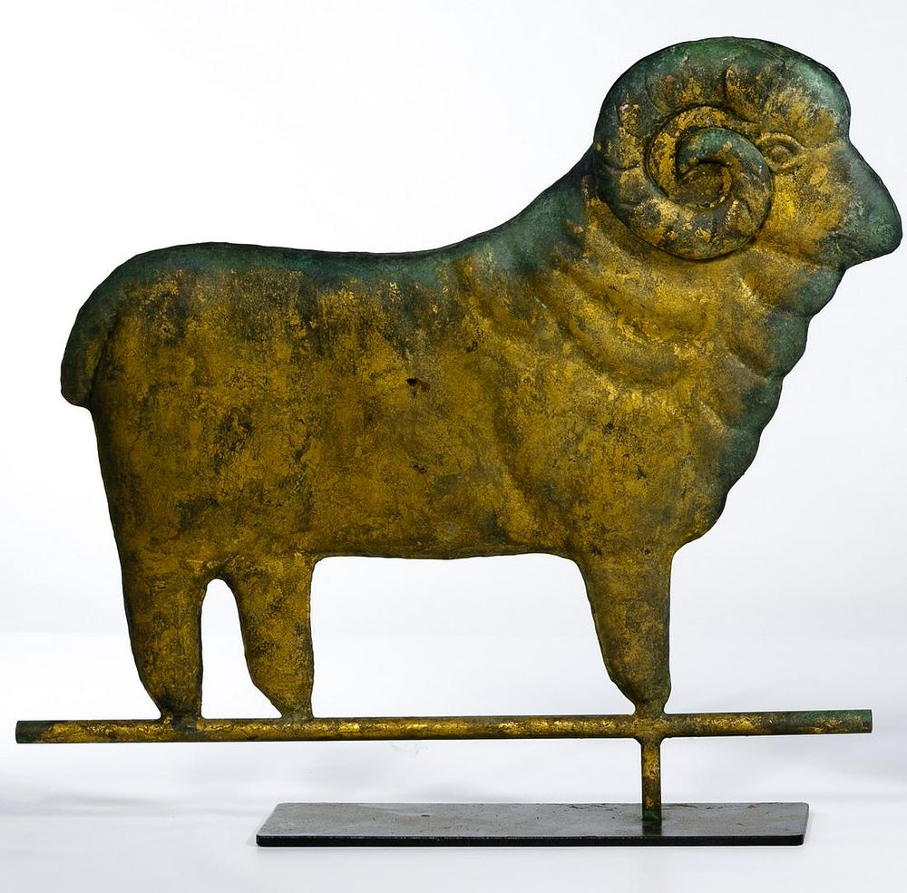 Lot 695: Folk Art Ram Form Weathervane Topper