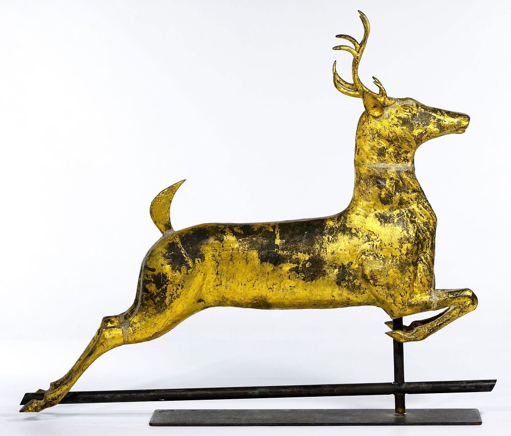 Lot 698: Folk Art Stag Form Weathervane Topper