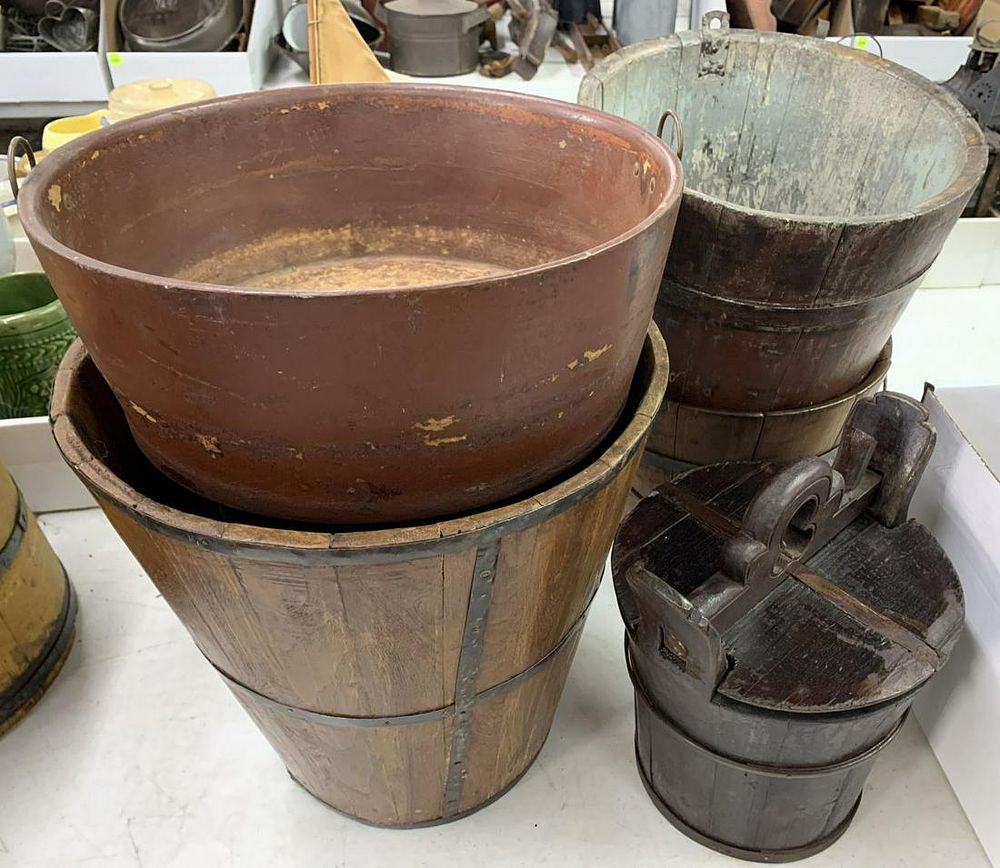 Lot 757: Primitive Wood Bucket Assortment