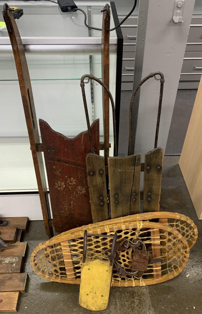 Lot 797: Sled and Snowshoe Assortment