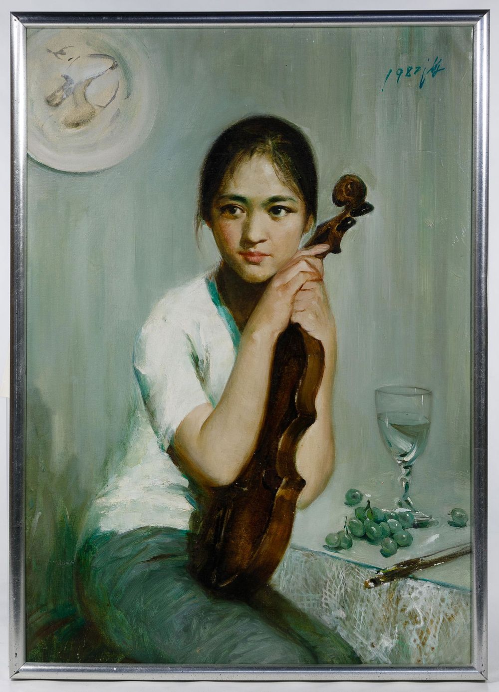 Lot 198: Pan Honghai (Chinese, b.1942) 'The Young Musician' Oil