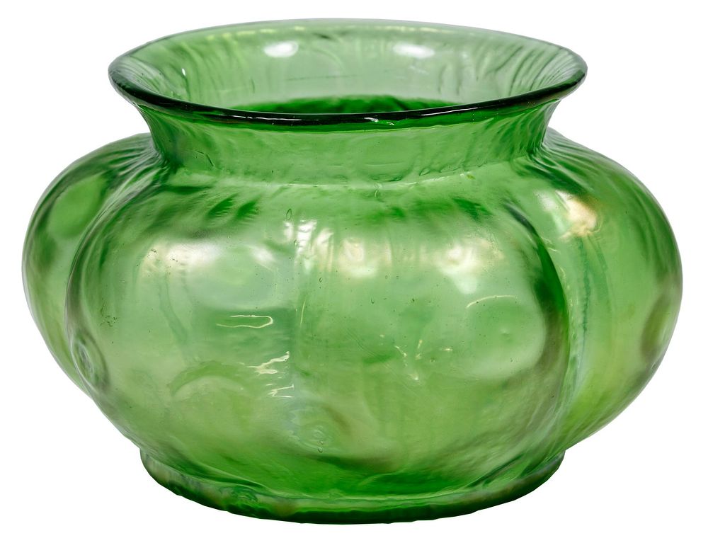 Lot 221: (Attributed to) Loetz Iridescent Green Glass Vase