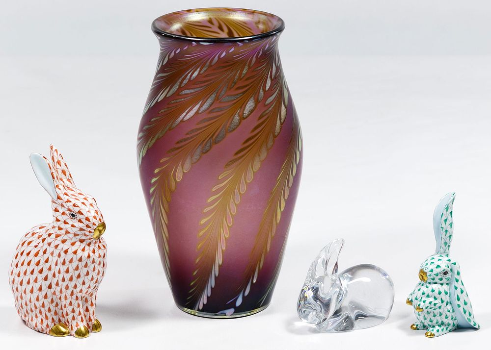 Lot 241: Herend Porcelain and Art Glass Assortment