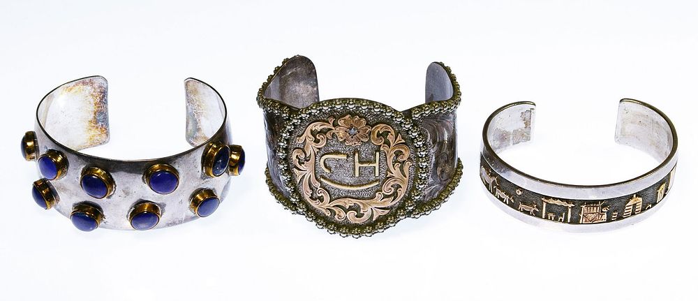 Lot 326: Native American Sterling Silver Bracelet Assortment
