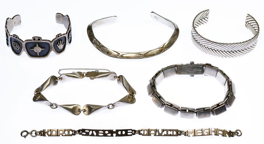 Lot 327: Native American Sterling Silver Bracelet Assortment