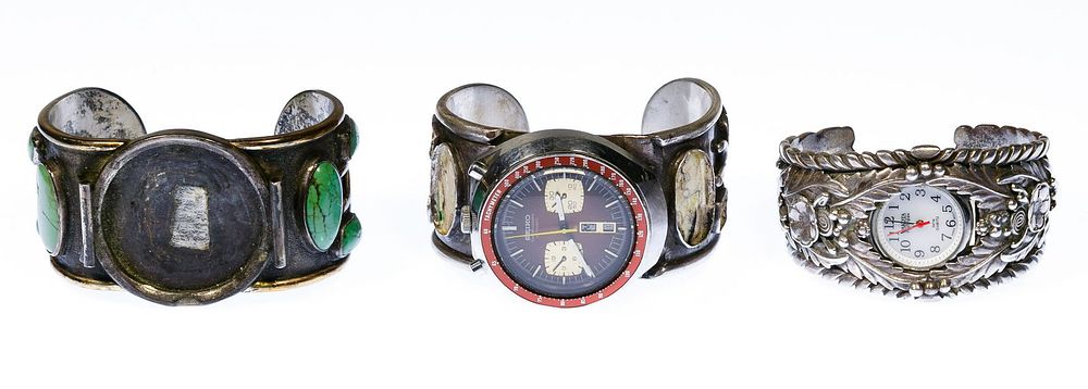 Lot 332: Native American Sterling Silver Wrist Watch Bands