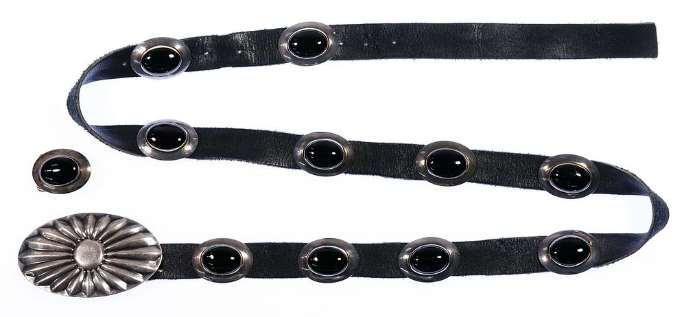 Lot 338: Silver and Turquoise Concho Belt and Buckle