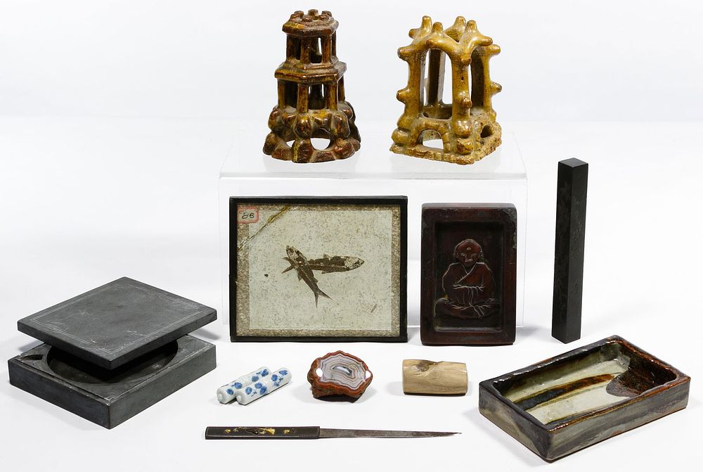 Lot 378: Asian Ink Stone and Scholars Assortment