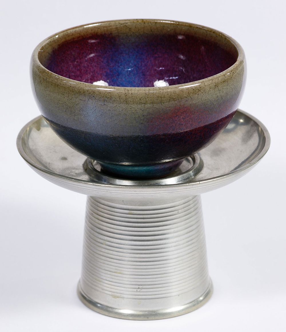 Lot 409: Chinese Jun Ware Porcelain Tea Cup on Stand