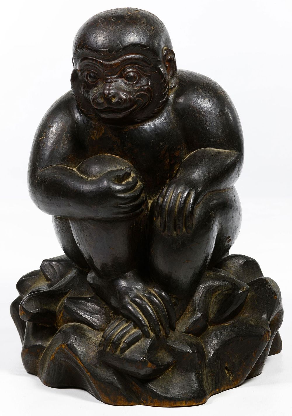 Lot 466: Japanese Signed Carved Wood Monkey Sculpture