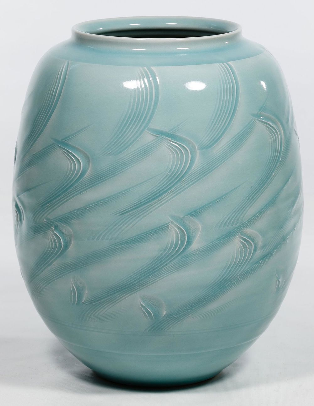 Lot 479: Japanese Tobe Ware Celadon Vase