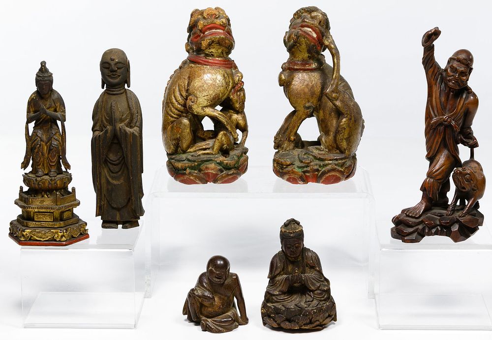 Lot 481: Japanese Wood Figure Assortment