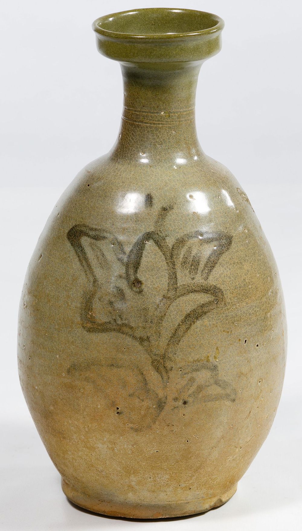 Lot 490: Korean Celadon Cup Mouth Sake Bottle