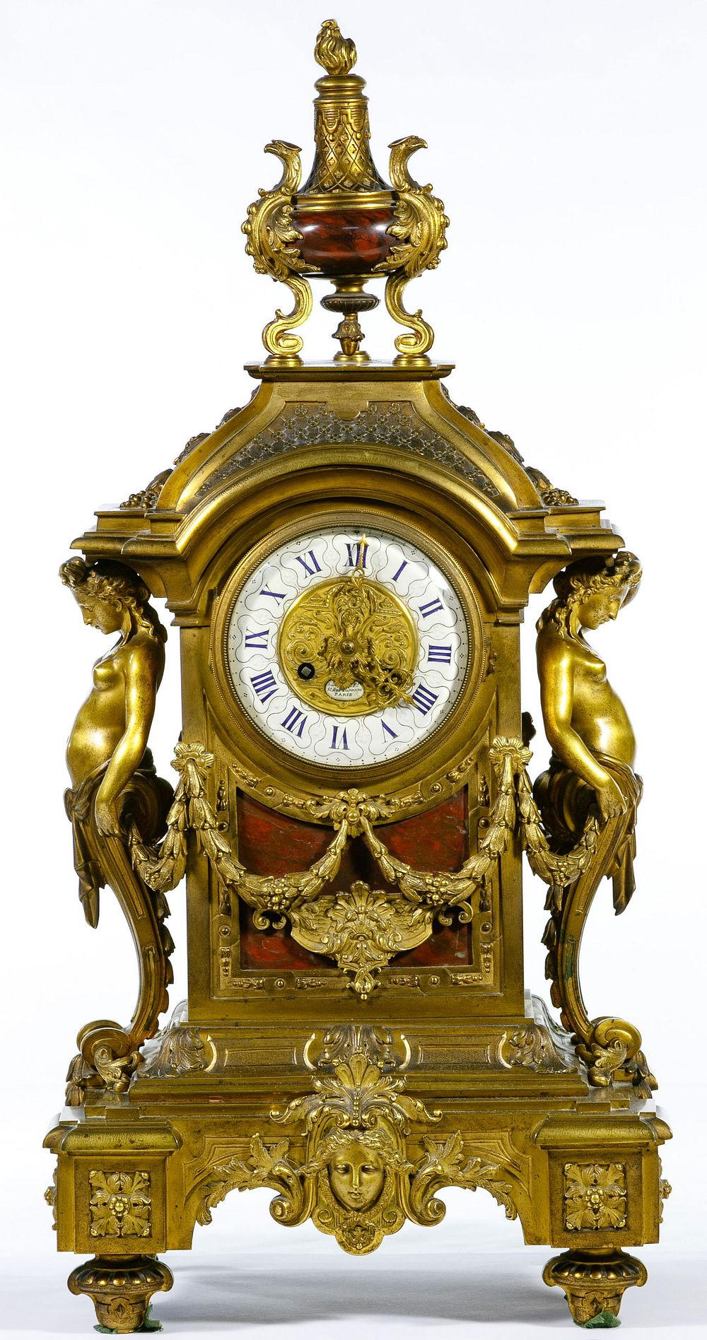 Lot 156: French L. Marti & Co. Bronze Figural Mantel Clock