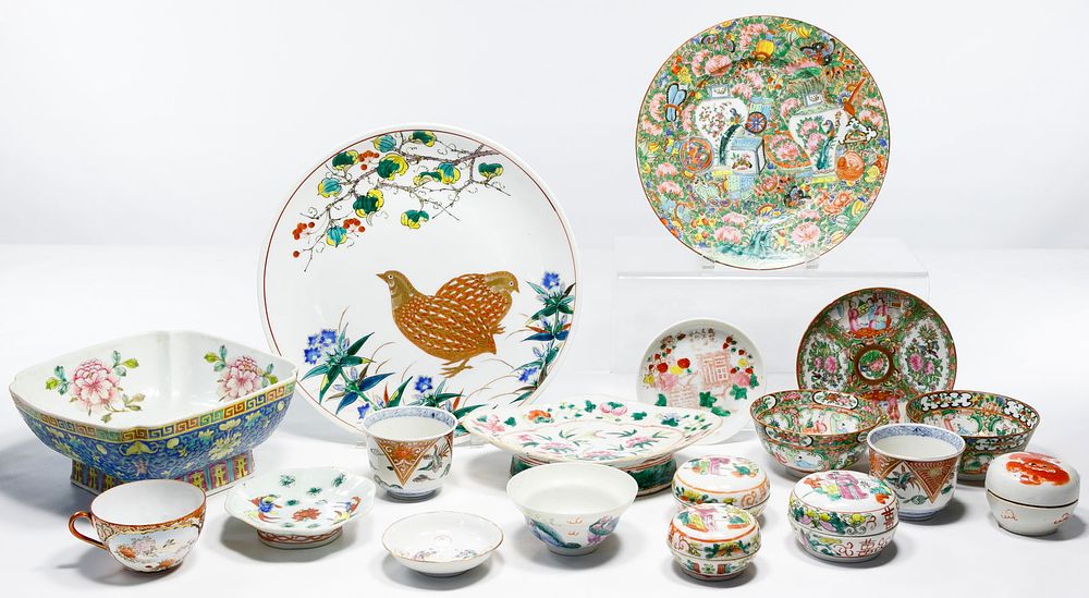 Lot 178: Asian Porcelain Serving Ware and Lidded Box Assortment
