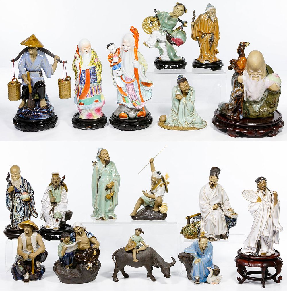 Lot 180: Asian Pottery and Mudmen Figurine Assortment