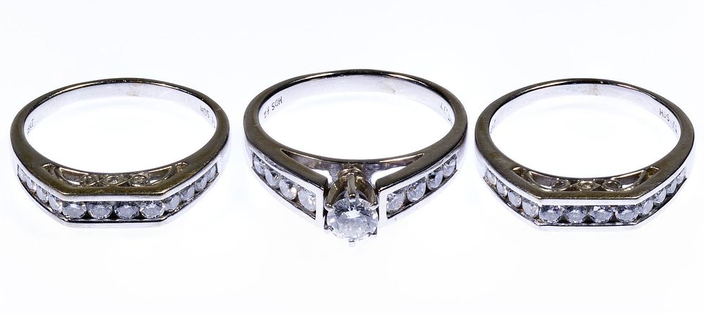 Lot 201: 18k White Gold and Diamond Rings