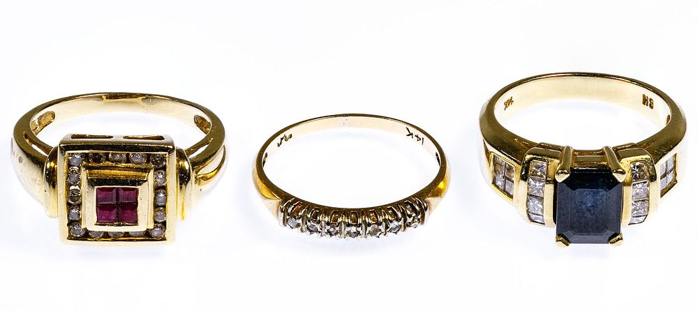 Lot 222: 14k Gold and Gemstone Ring Assortment