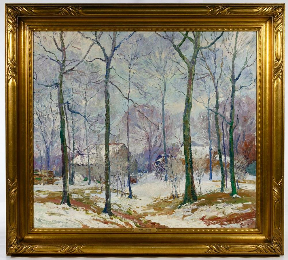 Lot 263: Arne Bodholdt (American, 1892-1966) 'The Farm' Oil on