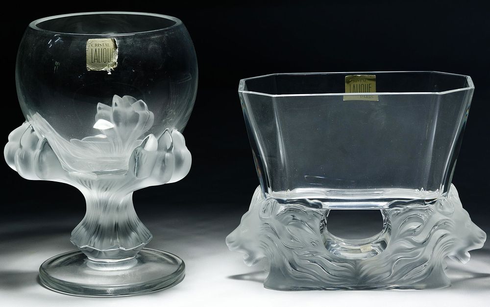 Lot 335: Lalique Crystal 'Venise' and 'Bagheera' Vases