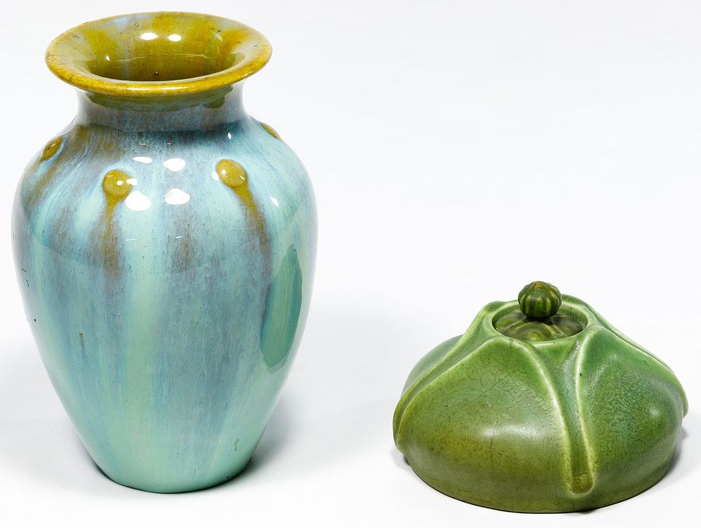 Lot 346: Rookwood Ink Well and Fulper Vase