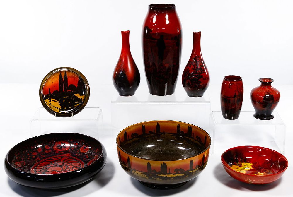 Lot 387: Royal Doulton Flambe Vase and Bowl Assortment