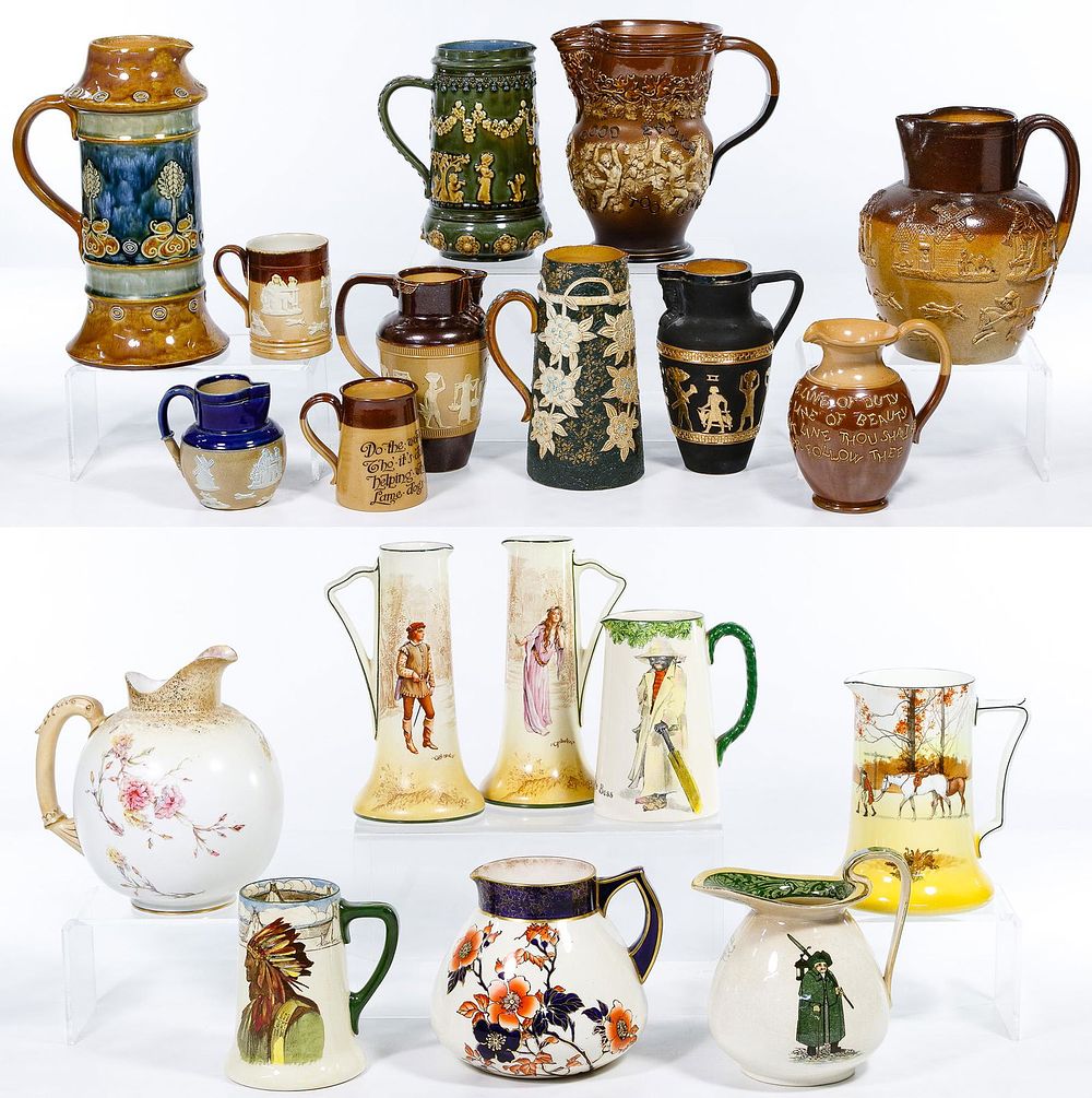Lot 393: Royal Doulton Pitcher and Cup Assortment