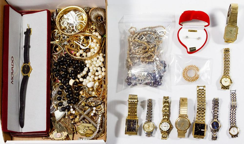 Lot 556: Sterling Silver, Wrist Watches and Costume Jewelry