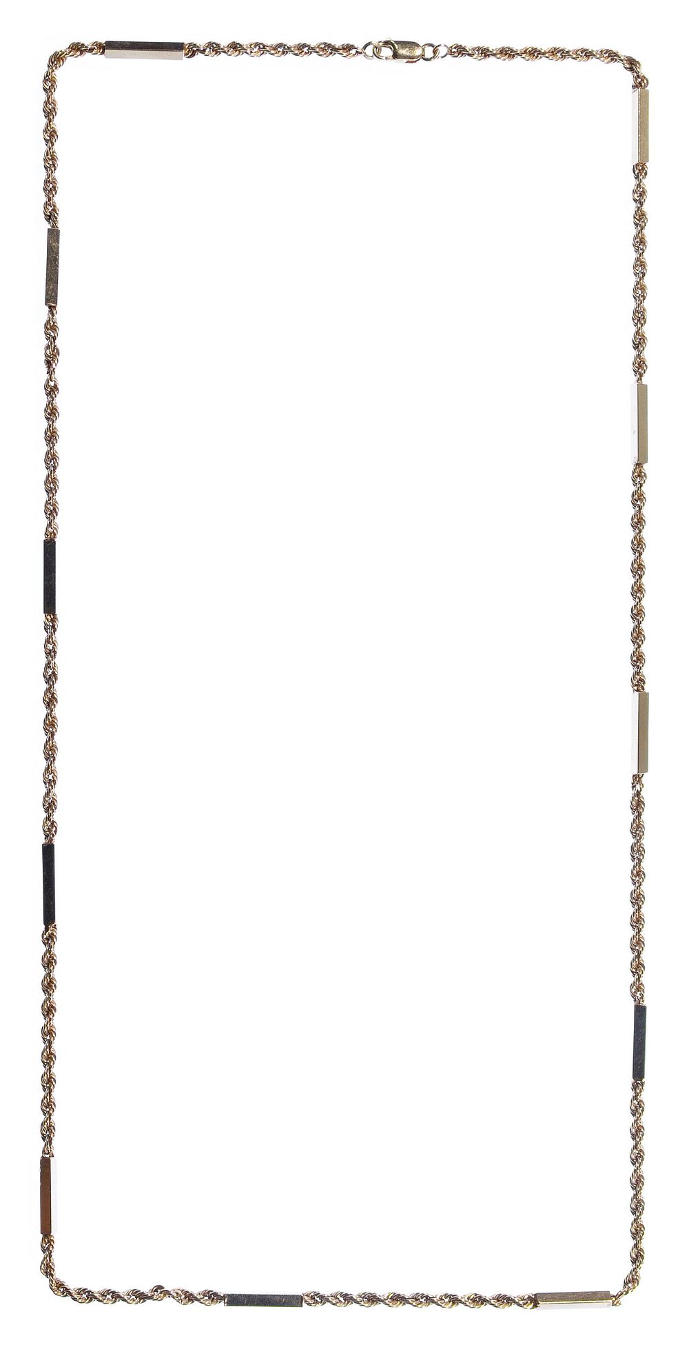 Lot 151: 14k Gold Twisted Rope and Bar Necklace