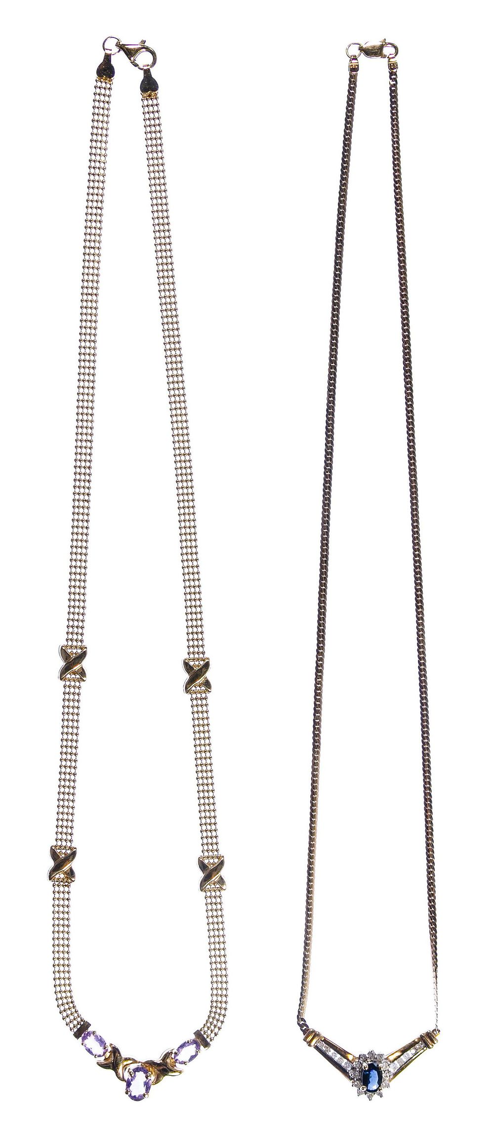 Lot 171: 10k Gold and Gemstone Necklaces