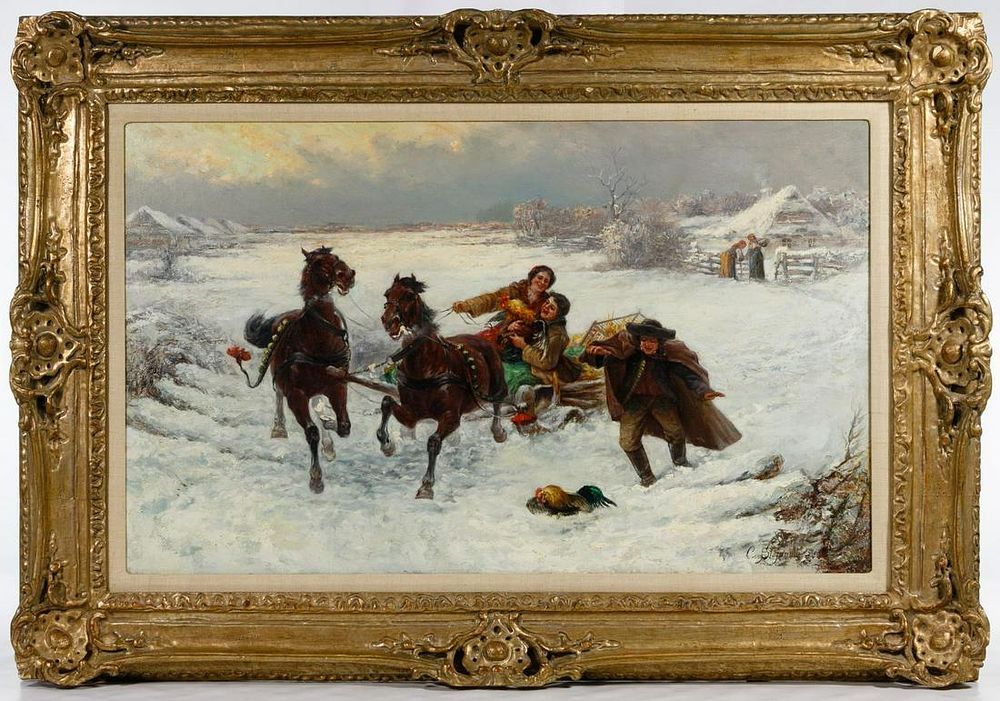 Lot 212: C Stojanow (Russian, 19th Century) Oil on Canvas