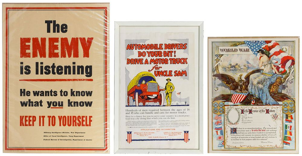 Lot 282: World War I and Reproduction Poster Assortment