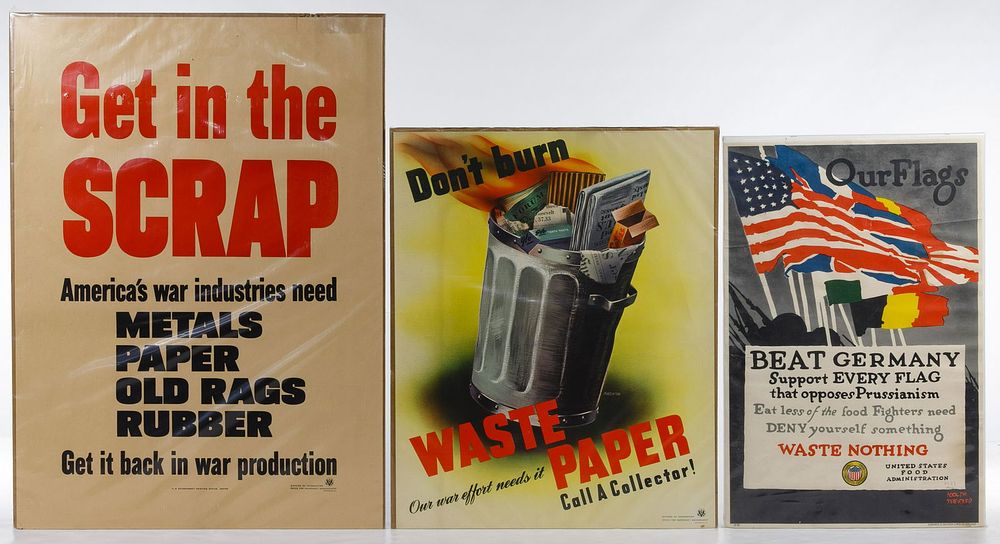 Lot 287: World War II US 'Recycle / Reduce' War Posters