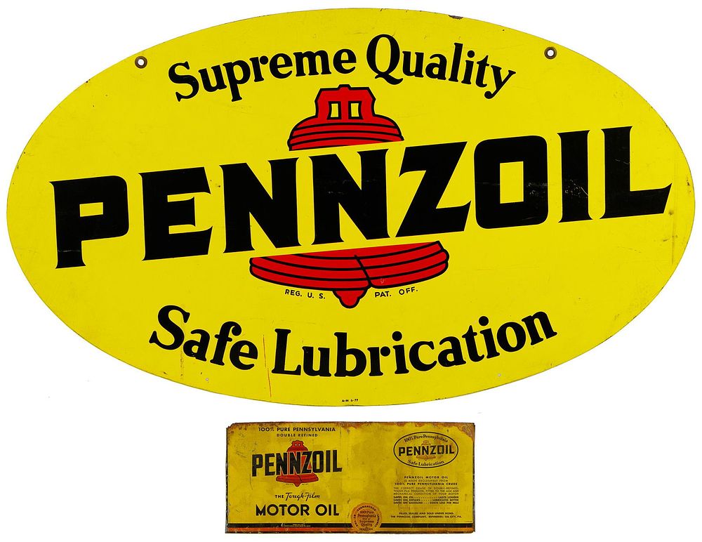 Lot 301: Pennzoil Enamel Advertising Sign