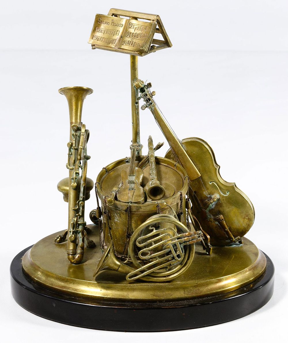 Lot 305: Musical Instrument Bronze Ink Well