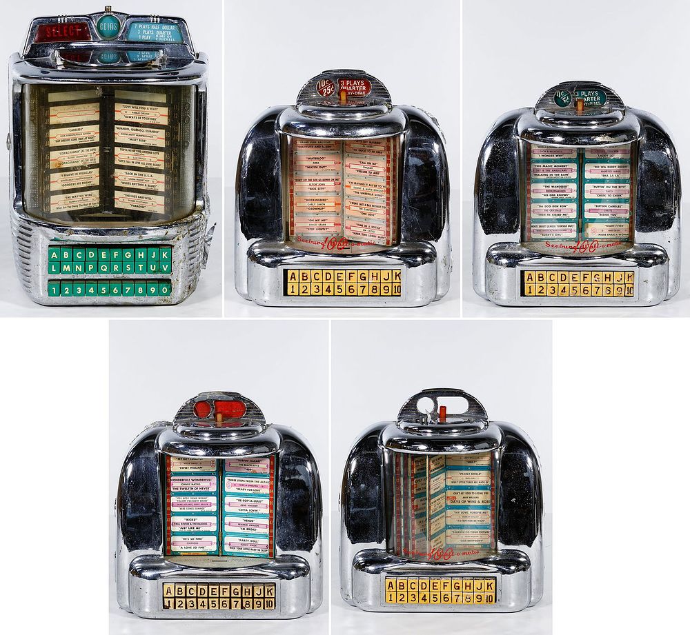 Lot 324: Seeberg and Wurlitzer Tabletop Juke Box Assortment