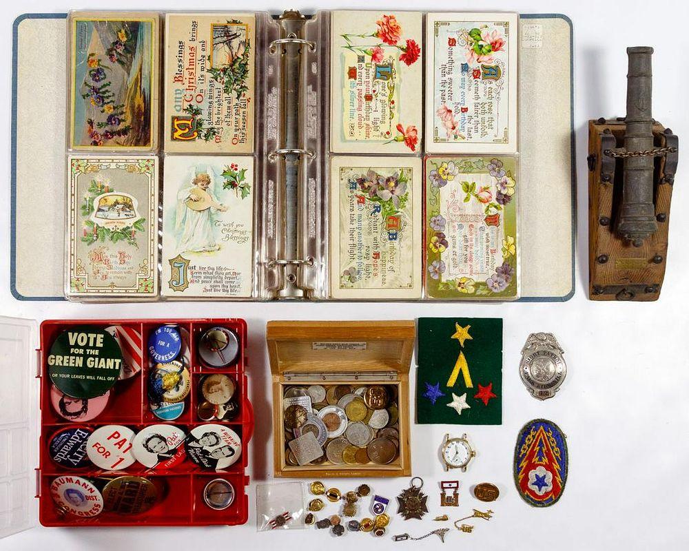 Lot 327: Postcard and Masculine Item Assortment