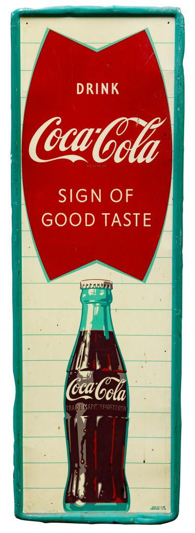 Lot 330: Coca-Cola 'Sign of Good Taste' Tin Advertising Sign