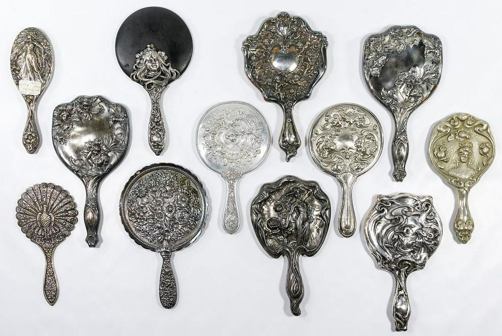 Lot 346: Silverplate Hand Mirror Assortment