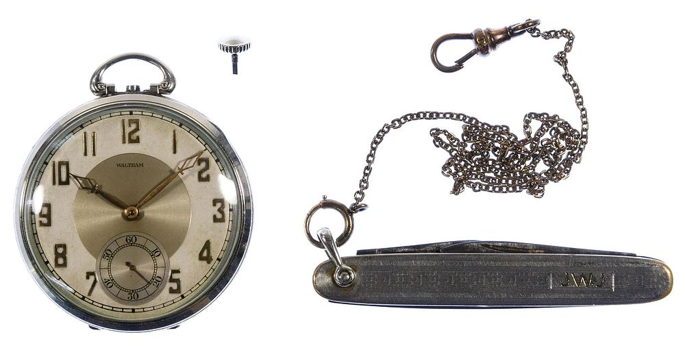 Lot 360: Waltham 14k White Gold Case Open Face Pocket Watch