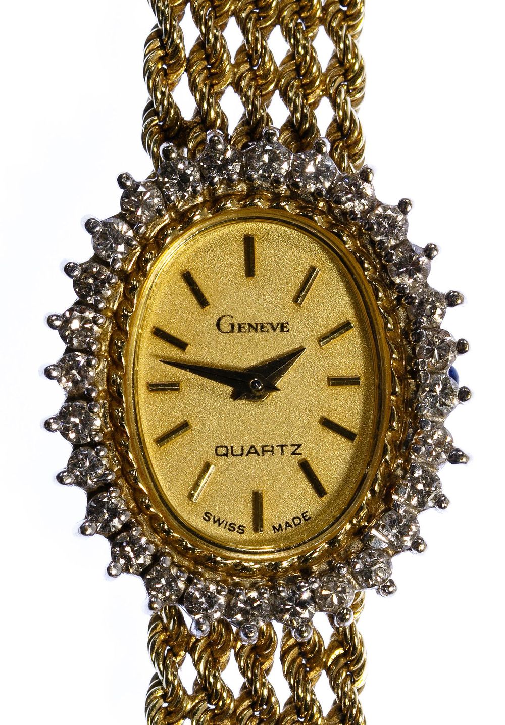 Lot 368: Geneve 14k Gold and Diamond Wrist Watch